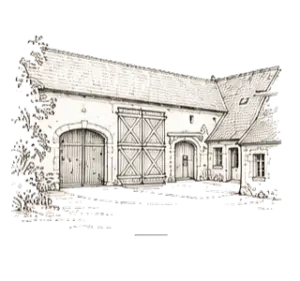 Illustration d'une grange rustique en pierre